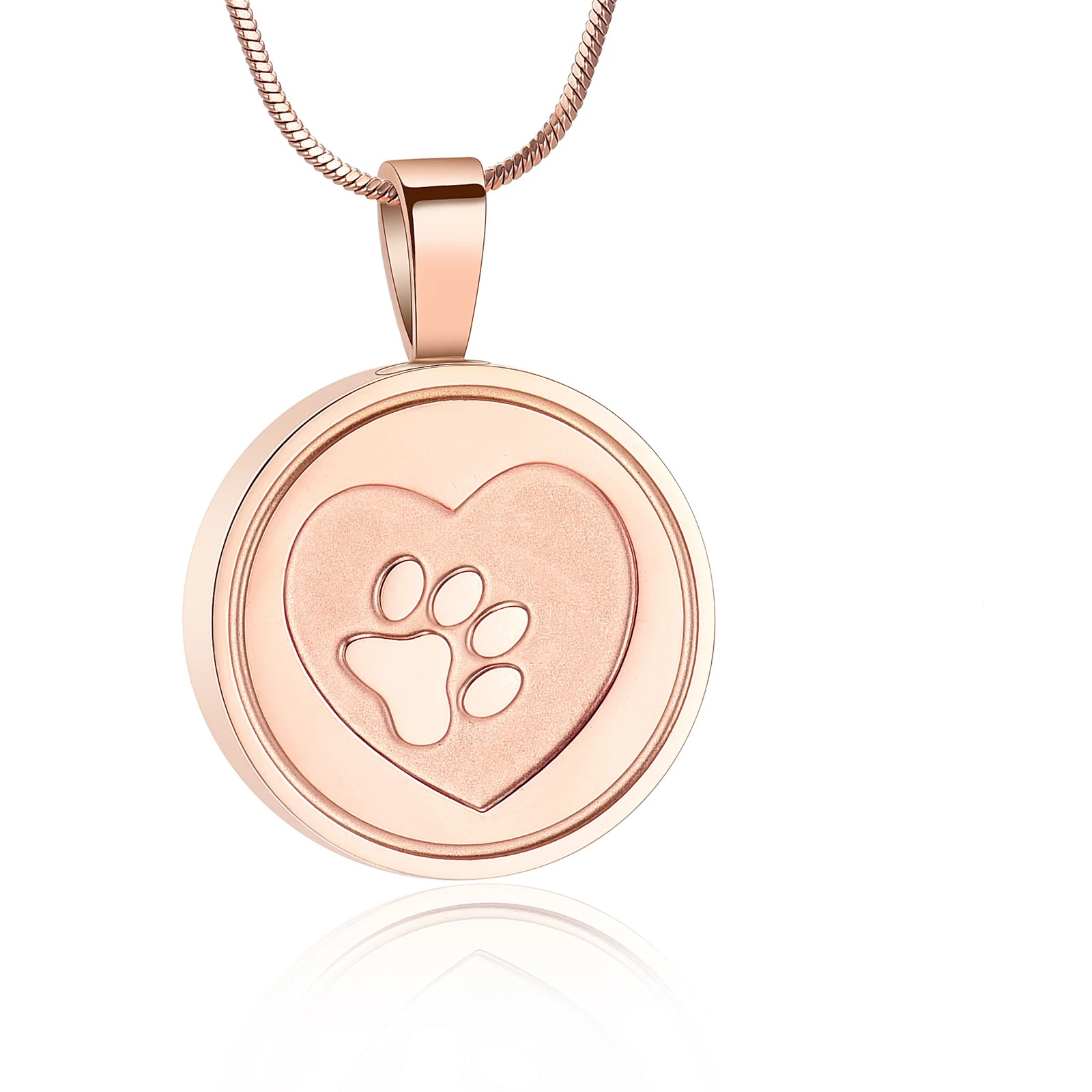 Heart Paw Rose - Joya relicario cenizas mascotas Chile