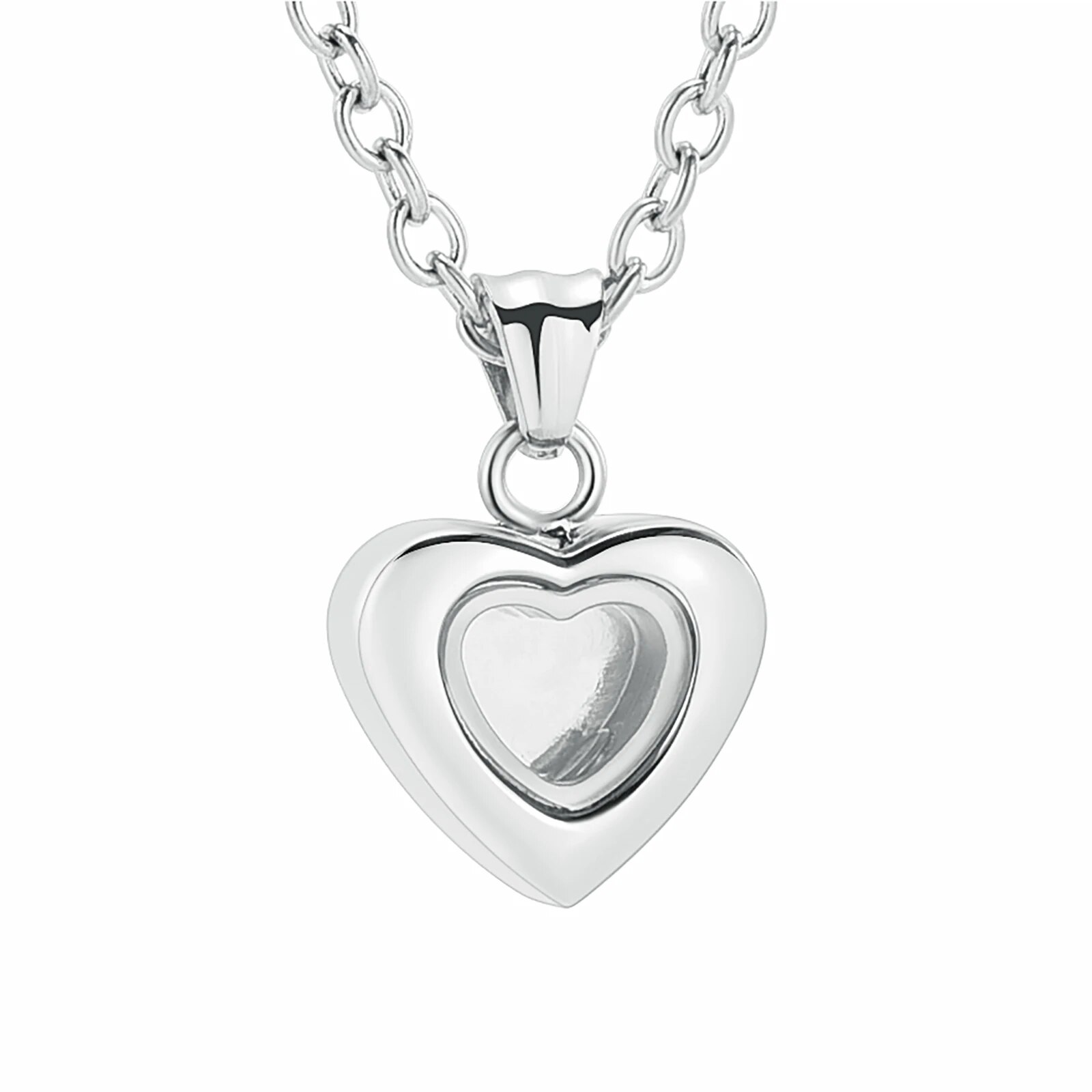 Petit Heart Glass Silver - Joya relicario cenizas mascotas Chile
